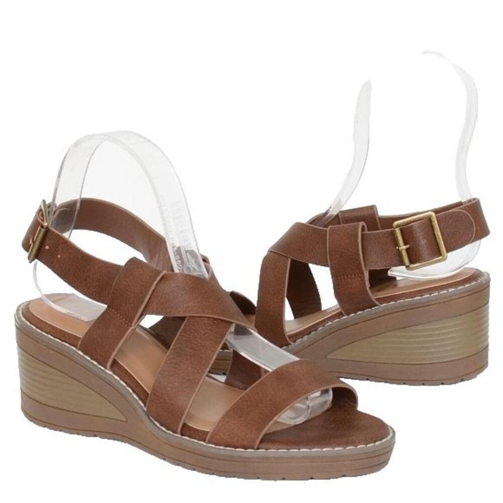 B-52 by Bullboxer Open Toe Comfort Wedge Heel Womens Size 7 Sandals NEW Vacation
